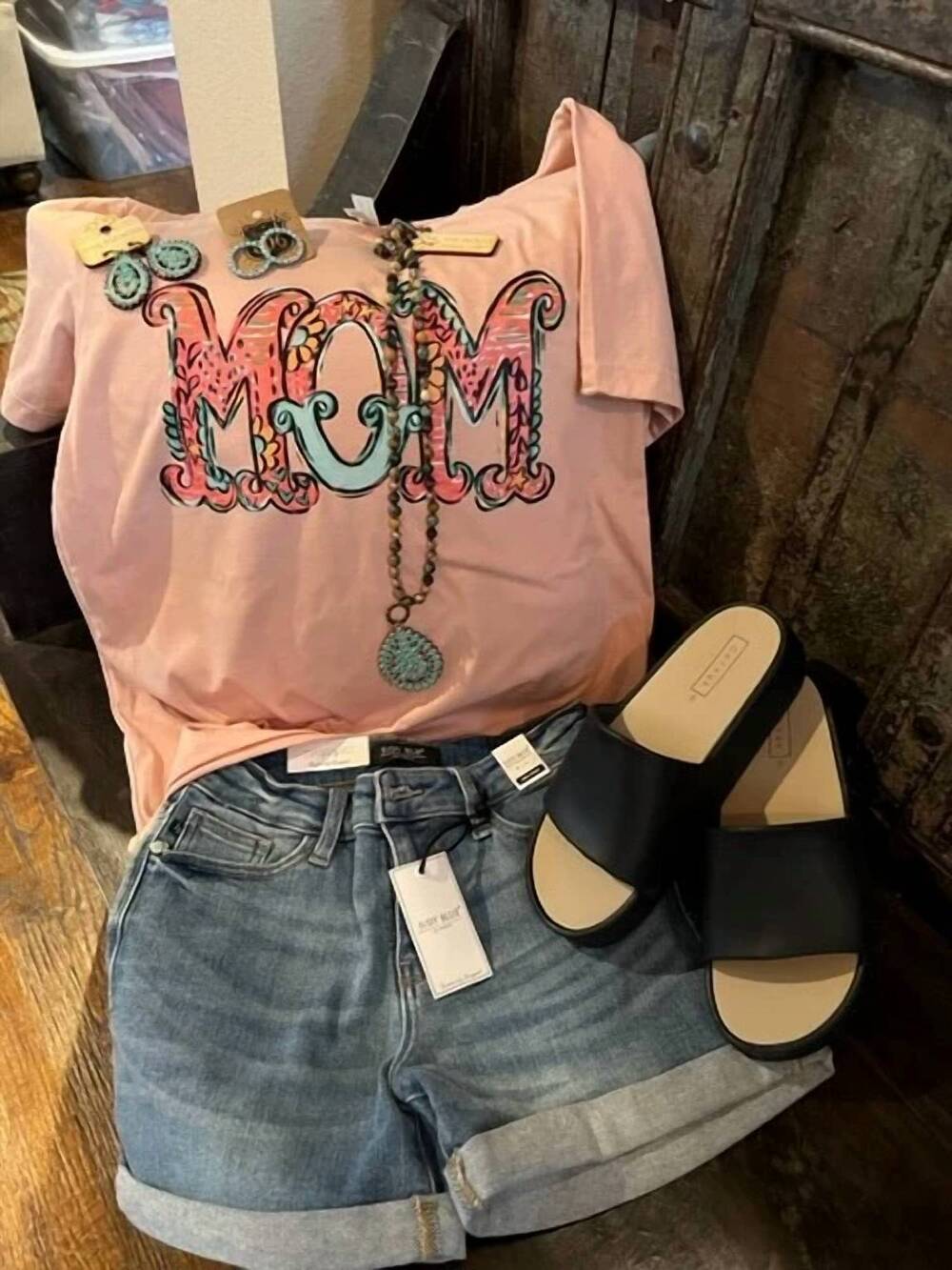 NEW ANAGAILS women's mom floral t-shirt in heather/peach
